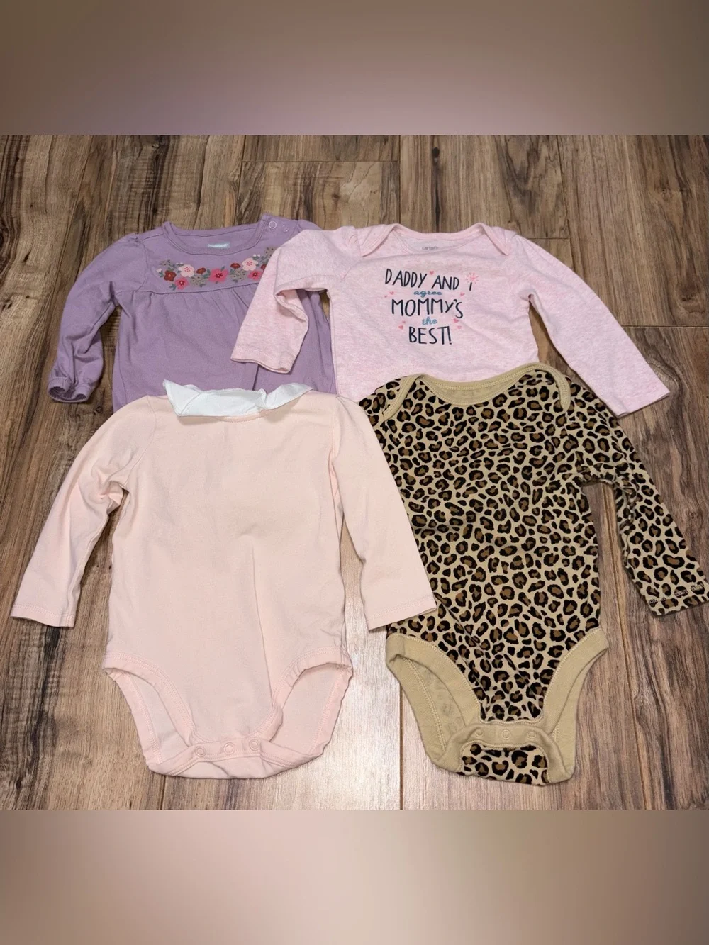 Carters Old Navy Garanimals 4 Piece LS Body Suit Bundle Pink Purple 6-9M Girl